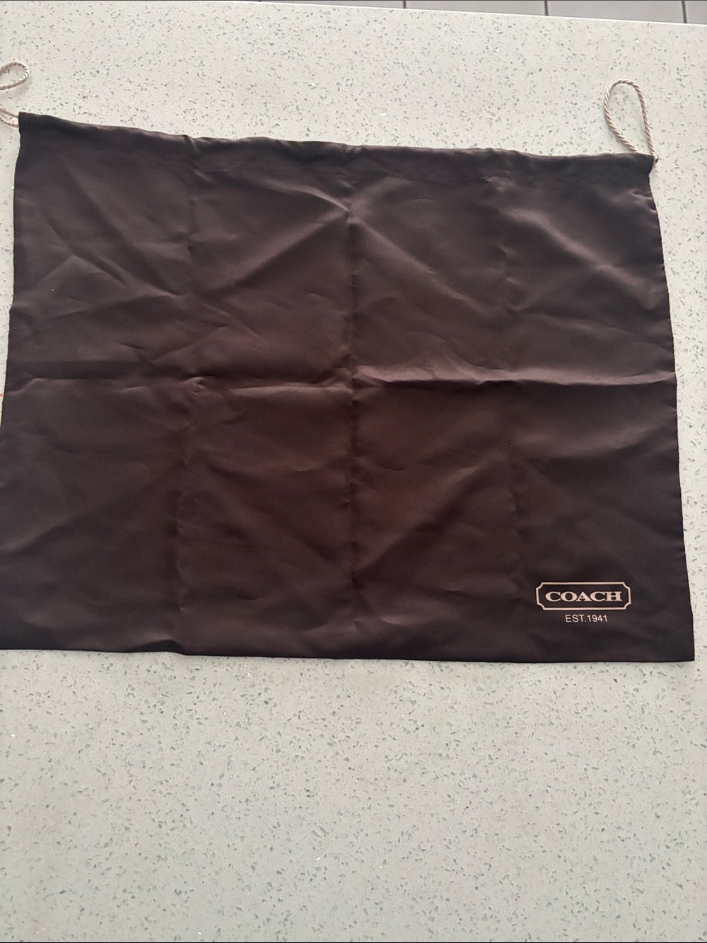 Coach Brown Satin Drawstring Dust Bag with Coach Logo Large 19”x15”
